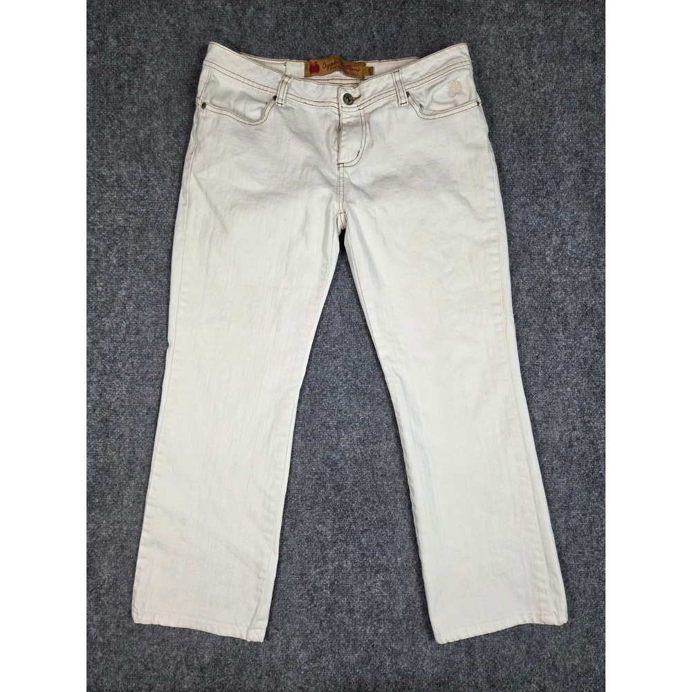 Y2K Apple Bottoms Jeans Womens 9/10 White Low Rise Cropped Bootcut Denim